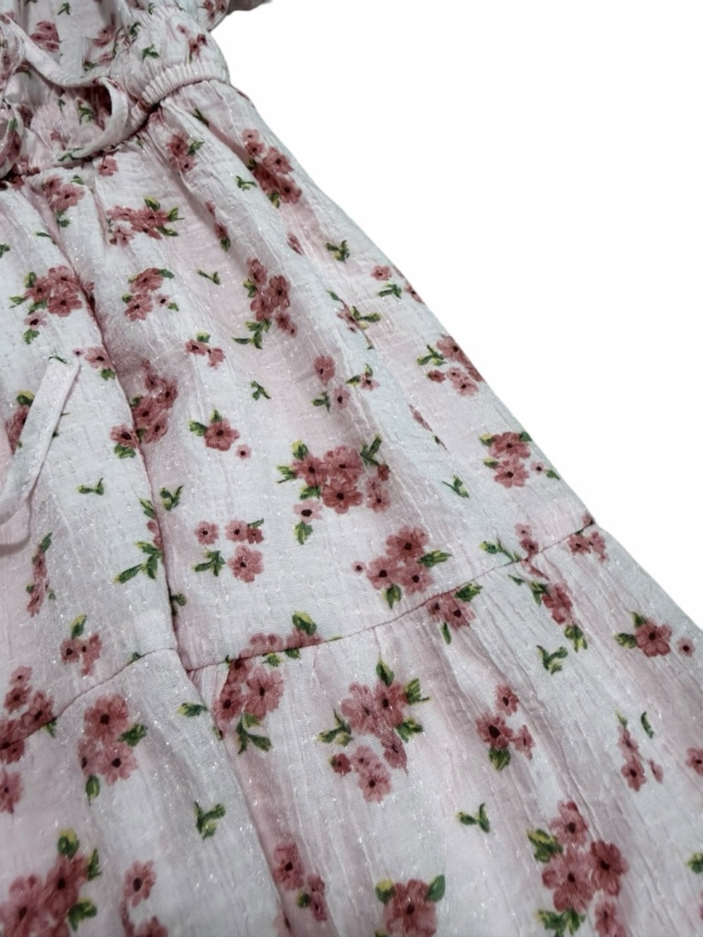 Blu Pepper Women's Pink Floral Tiered Milkmaid Mini‎ Dress | Size Medium - Picture 4 of 6